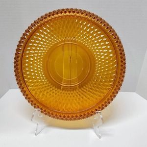 Indiana Glass Diamond Point Amber Serving Plate torte tray platter